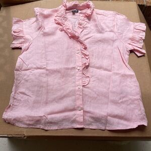 J. Crew Pink Ruffle Blouse